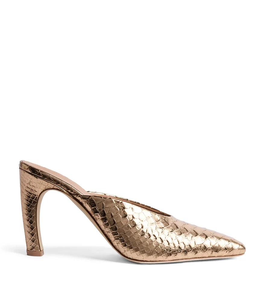Metallic Embossed Leather Rowe Mules 90