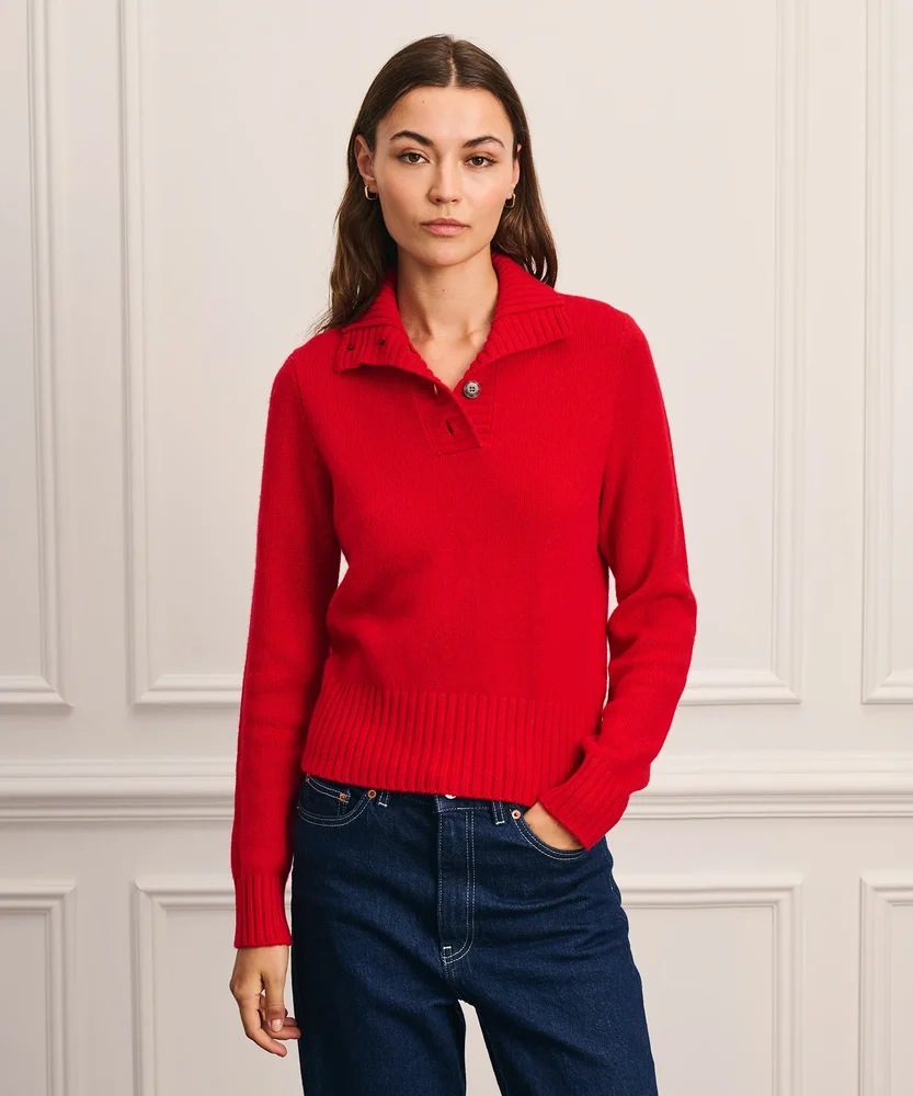 Super Luxe Cashmere Quarter Button Down Sweater