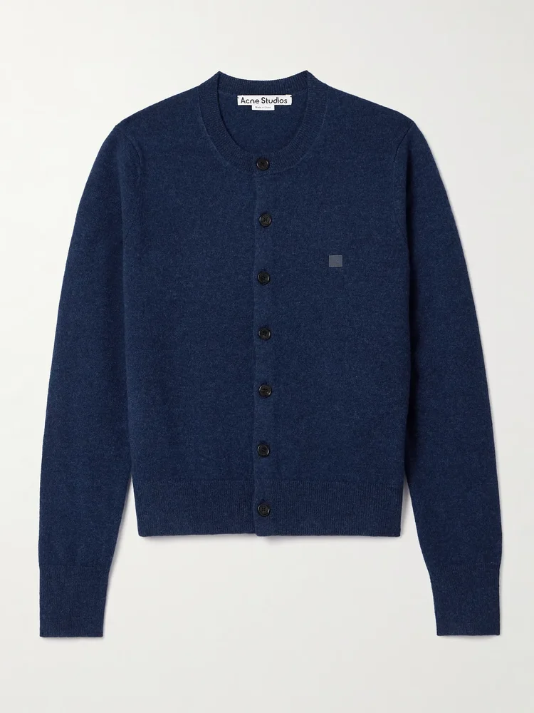 Appliquéd wool cardigan