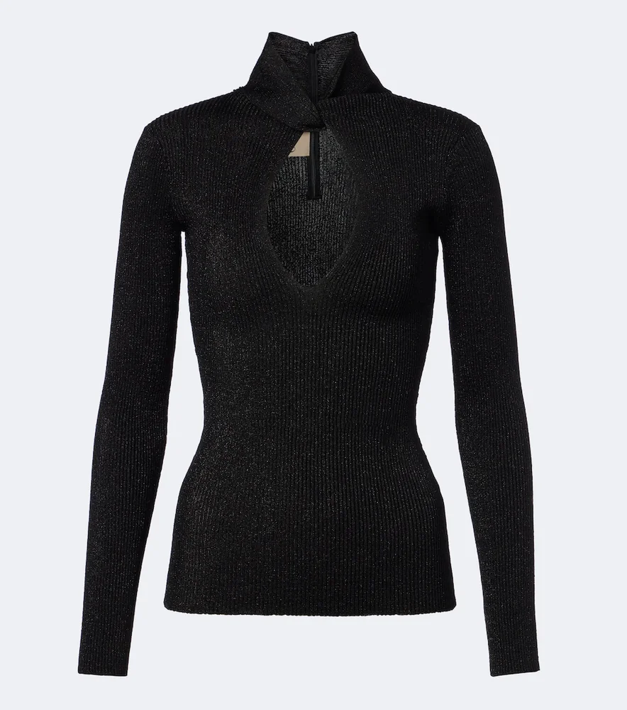 Cut-out lamé sweater