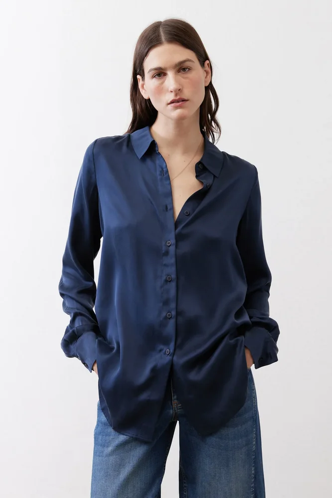 Washable Silk Button Down Top
