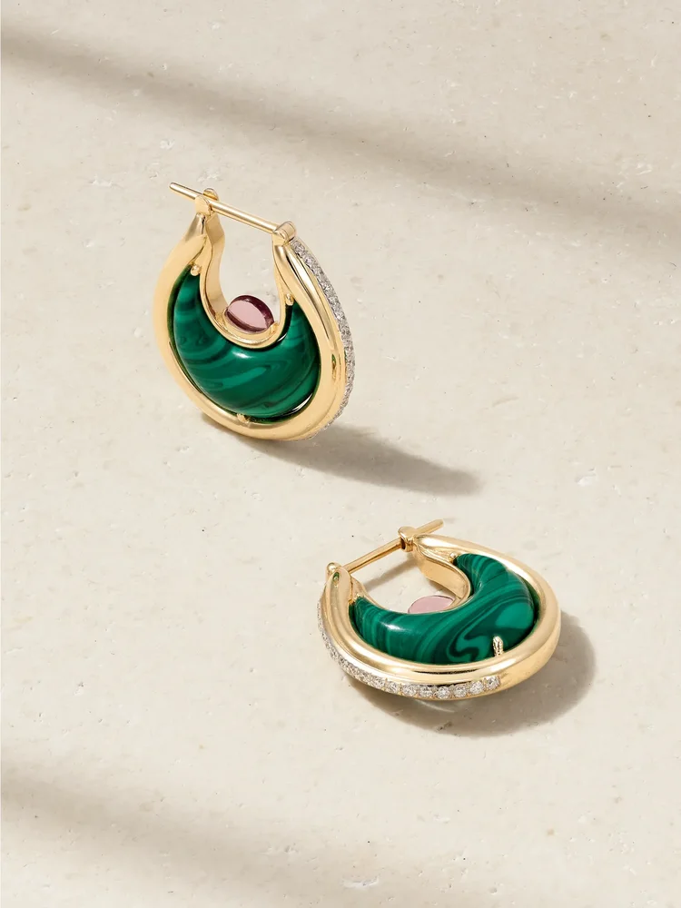 Diana Big 18-karat gold multi-stone earrings