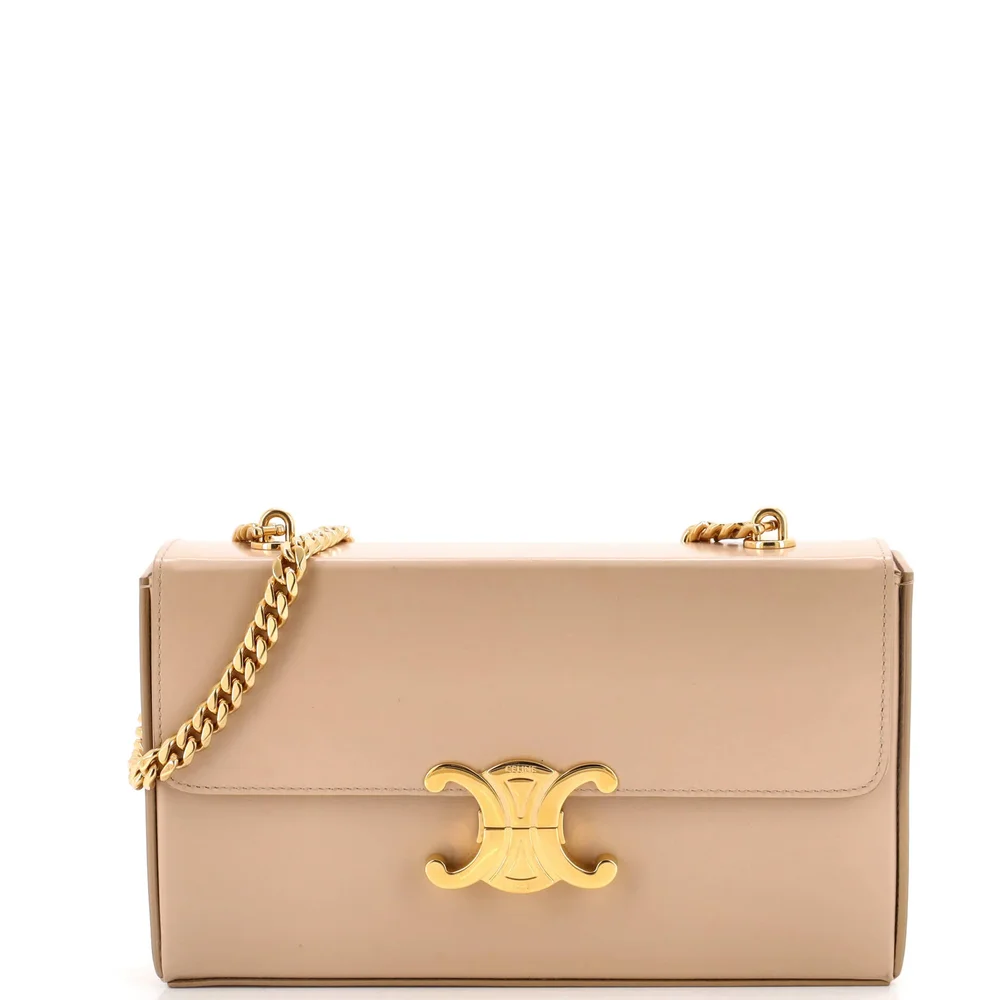 Pre-Owned Triomphe Box Chain Shoulder Bag Leather