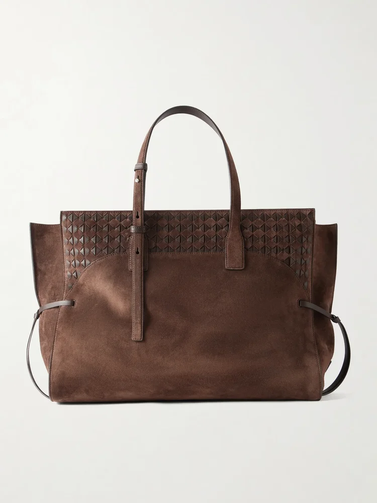 Maro maxi leather-trimmed suede tote