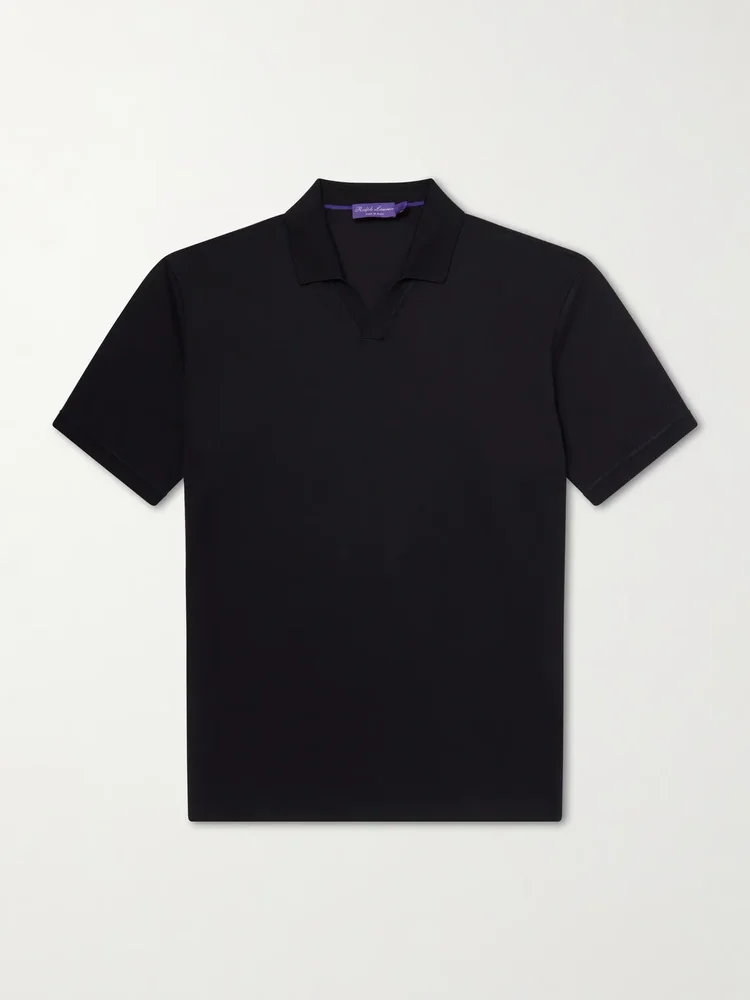 Cotton and Cashmere-Blend Piqué Polo Shirt
