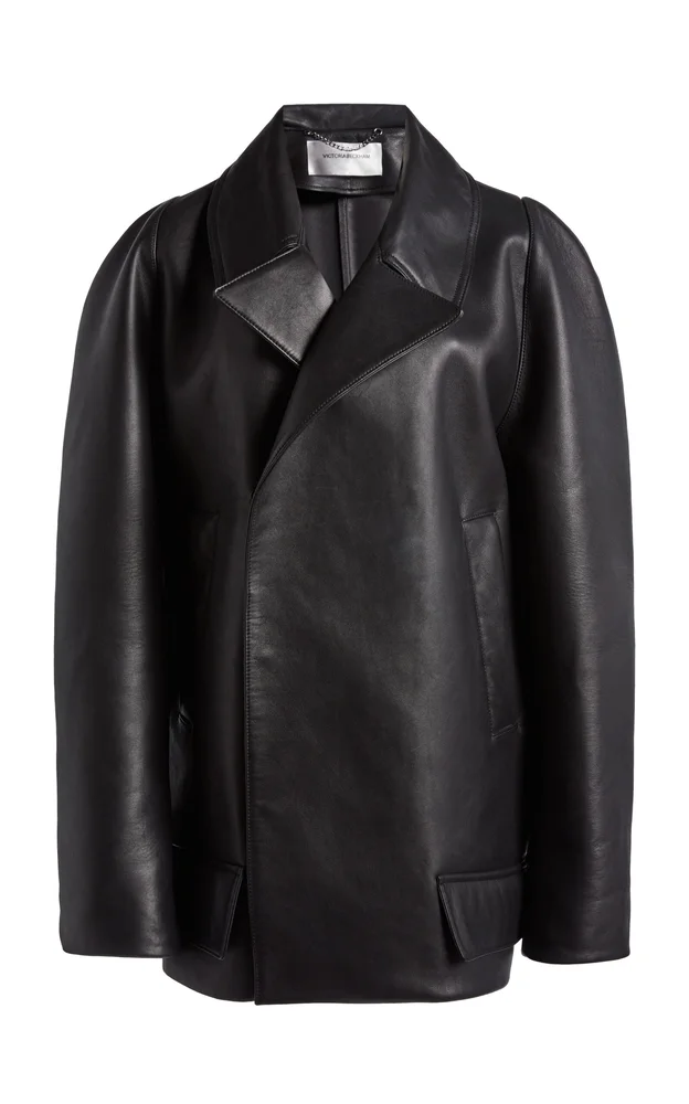 Oversized Leather Peacoat