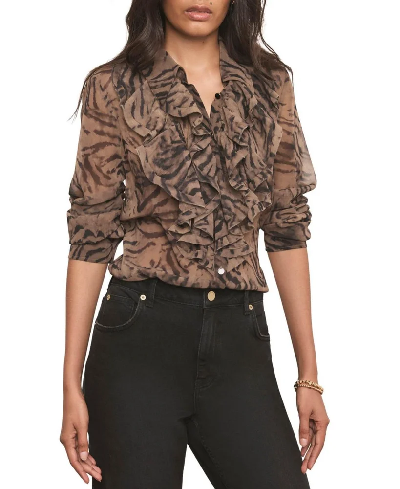 Ruffle Detail Button Down Blouse