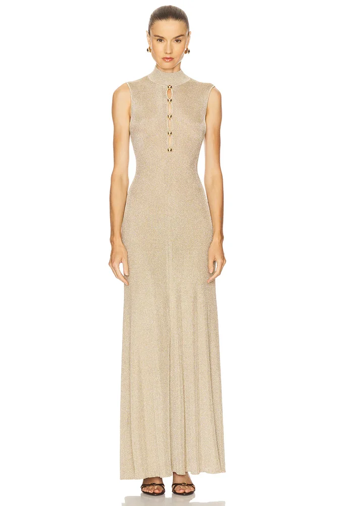 Multicolor Nascente Lurex Open Back Maxi Dress