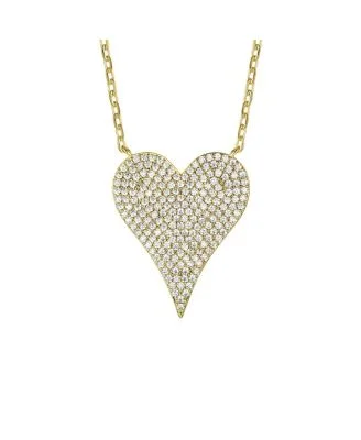 14k Gold Plated with Pave Cubic Zirconia Heart Layering Necklace