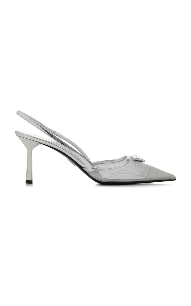 Mesh Slingback Pumps