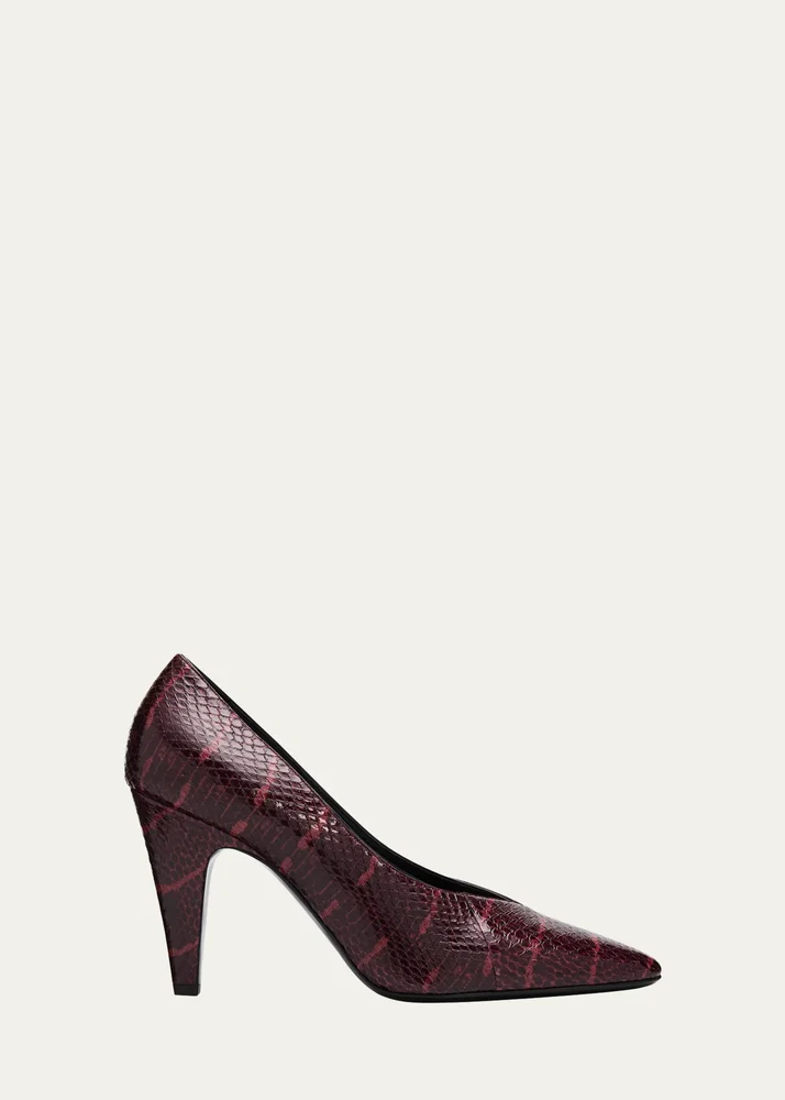 90mm Snake Leather Pumps