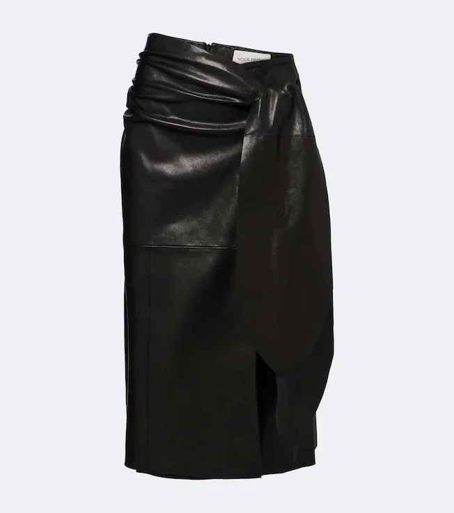 Viret leather midi skirt