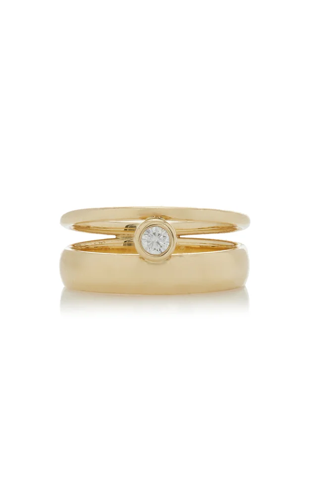 Hover Ring - 14K Yellow Gold Diamond Ring