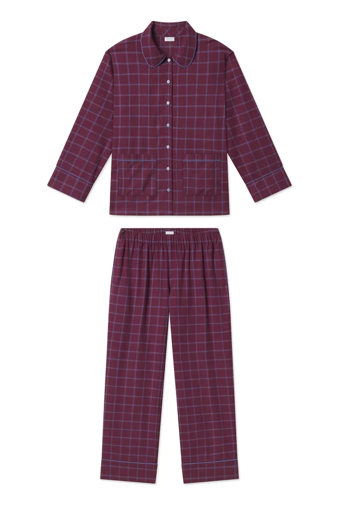 Flannel Pants Set in Fig Cozy Windowpane