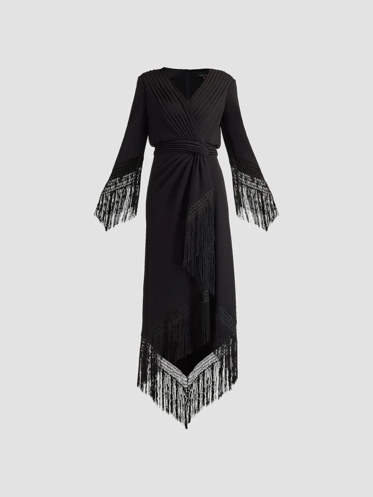 Fringe-Hem Cocktail Dress