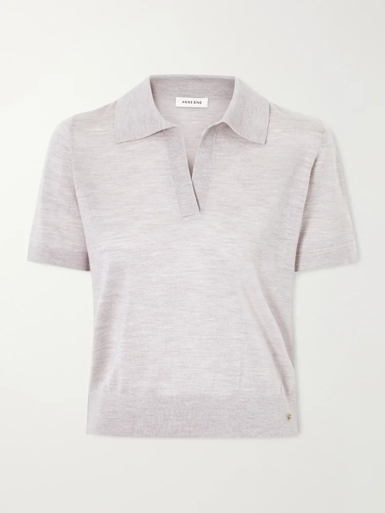 Moni wool and cashmere-blend polo sweater