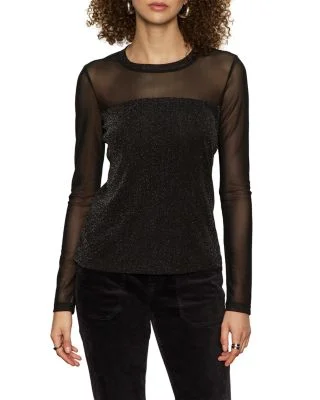 SanctuarySparkle Mesh Crewneck Top