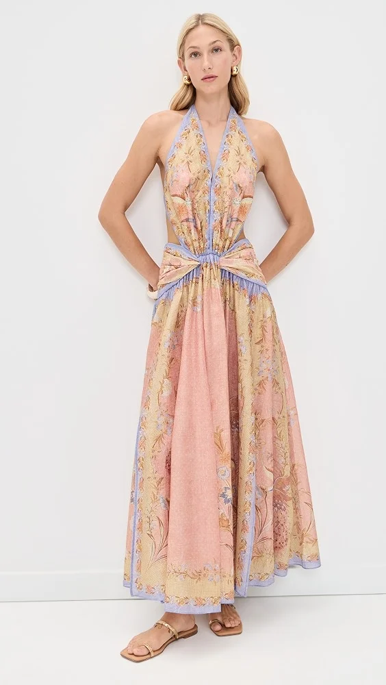 Indra Plunge Halter Maxi Dress