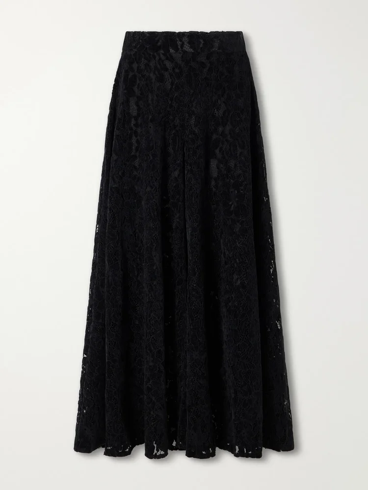 Vittoria velvet lace high-waist wide-leg pants