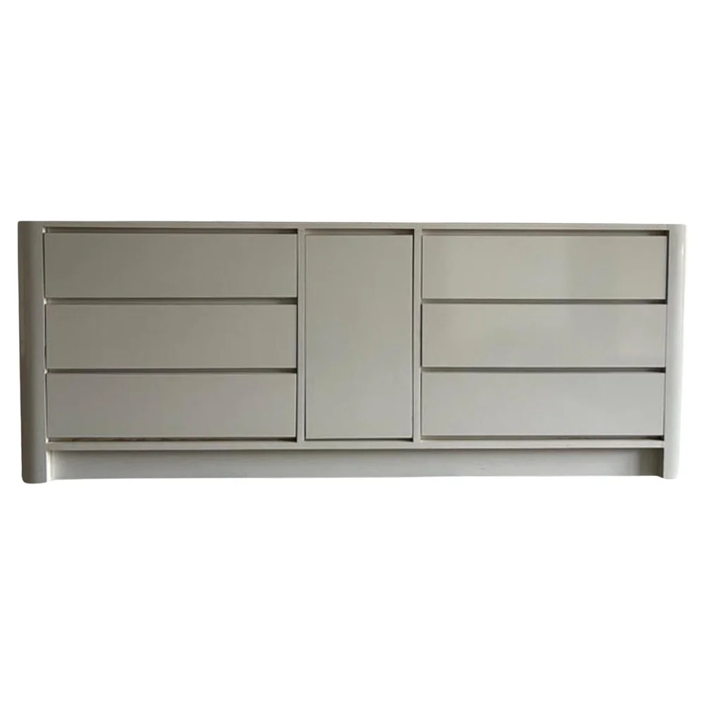 Pop art Post modern white Gloss Laminate custom 6 drawer dresser or credenza