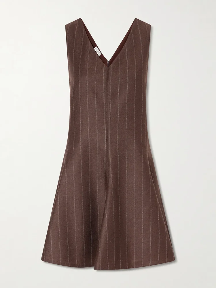 Striped wool woven mini dress