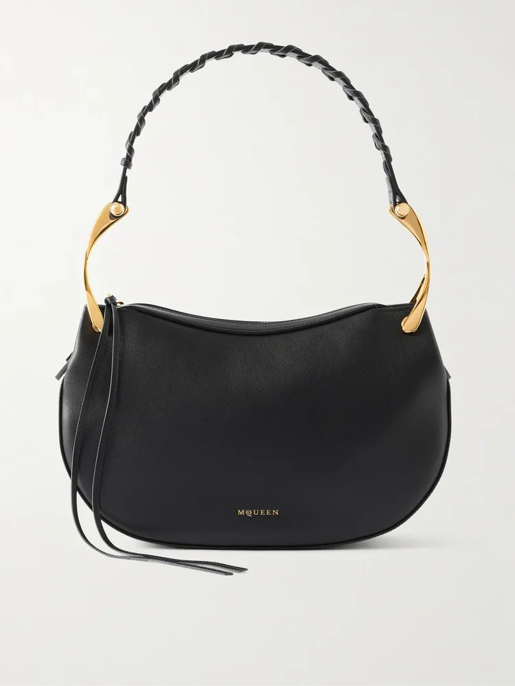 Wishbone braided leather shoulder bag