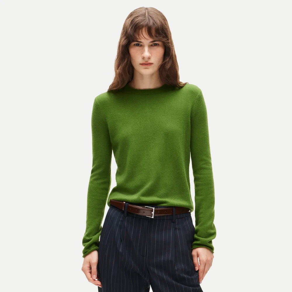 Rolled cashmere long-sleeve sweater