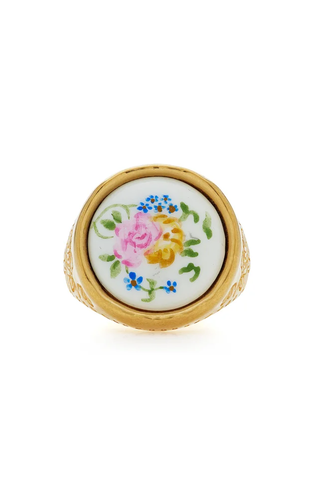 Enamel Brass Signet Ring