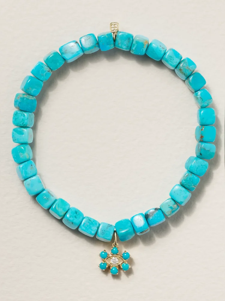 Eye 14-karat gold turquoise bracelet