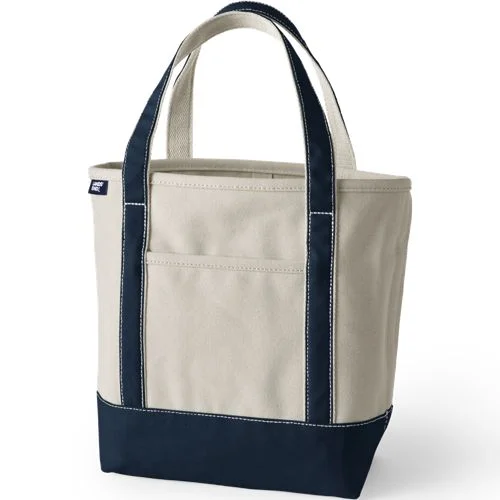 Lands' End Medium 5 Pocket Open Top Canvas Tote Bag