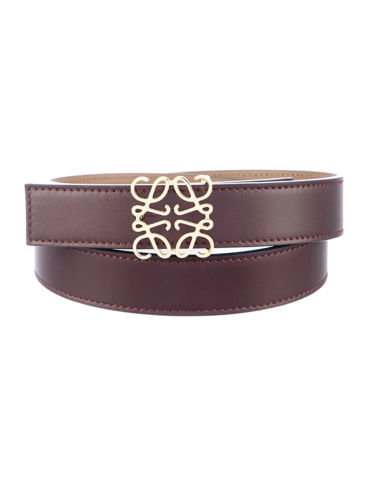 Anagram Skinny Leather Waist Belt (Burgundy)