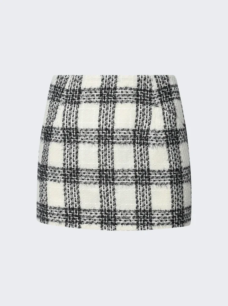 Tweed Mini Skirt WHITE CHECKED