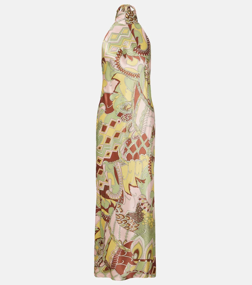 Maura printed halterneck satin midi dress
