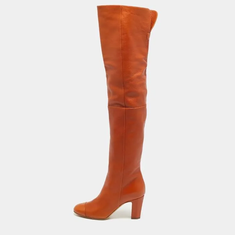 Chanel Size 35 Brown Leather Knee Length Boots
