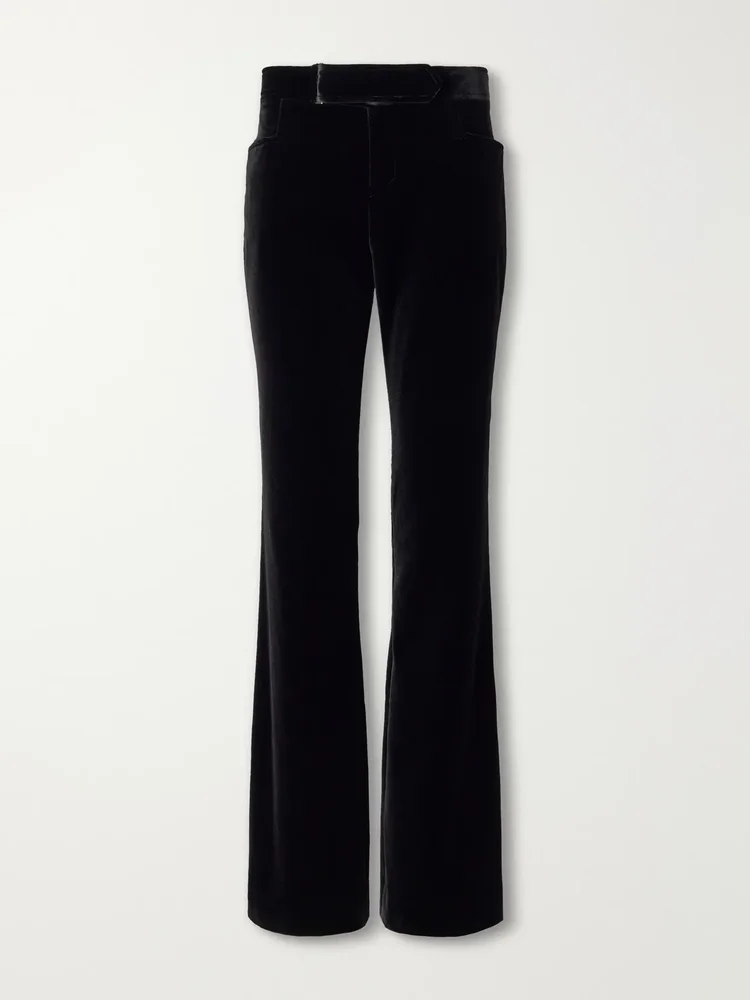 Velvet straight-leg pants