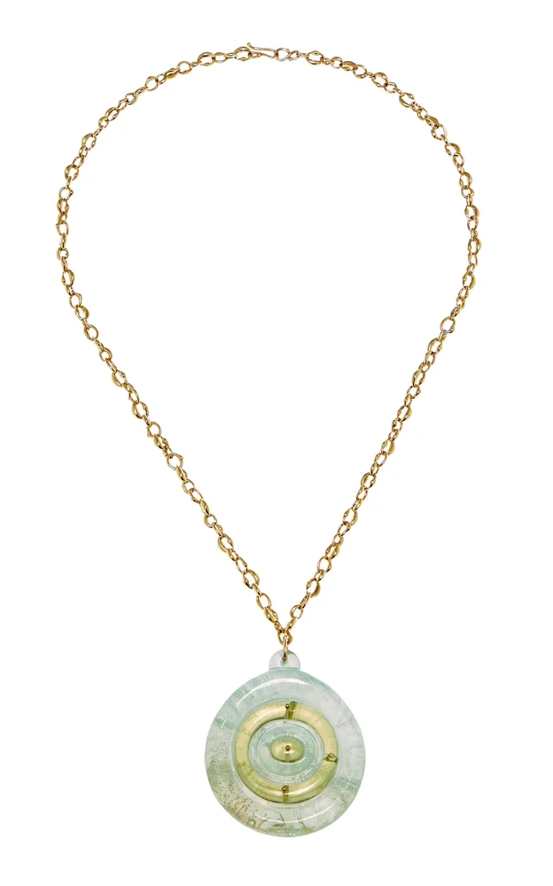 10k Yellow Gold Lemon Quartz and Aquamarine Sun Pendant