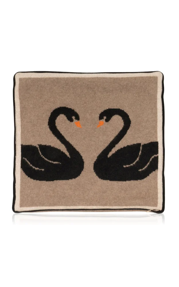 DNR Swan Couple Cashmere Pillow