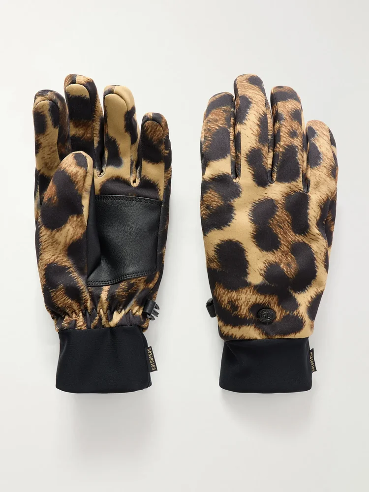 Softy padded jaguar-print ski gloves