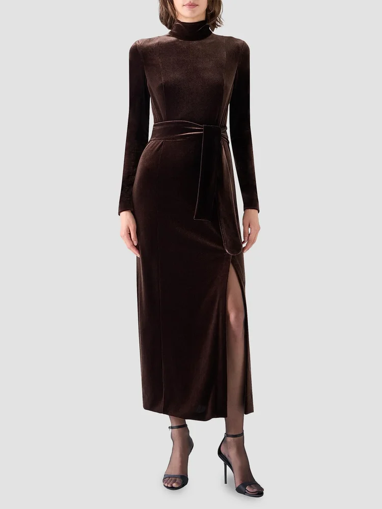 Techno Stretch Velvet Midi Dress