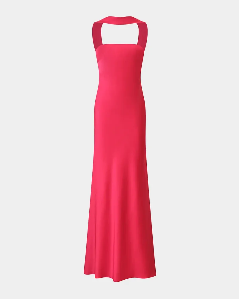 Vali Open-Back Crepe Back Satin Gown