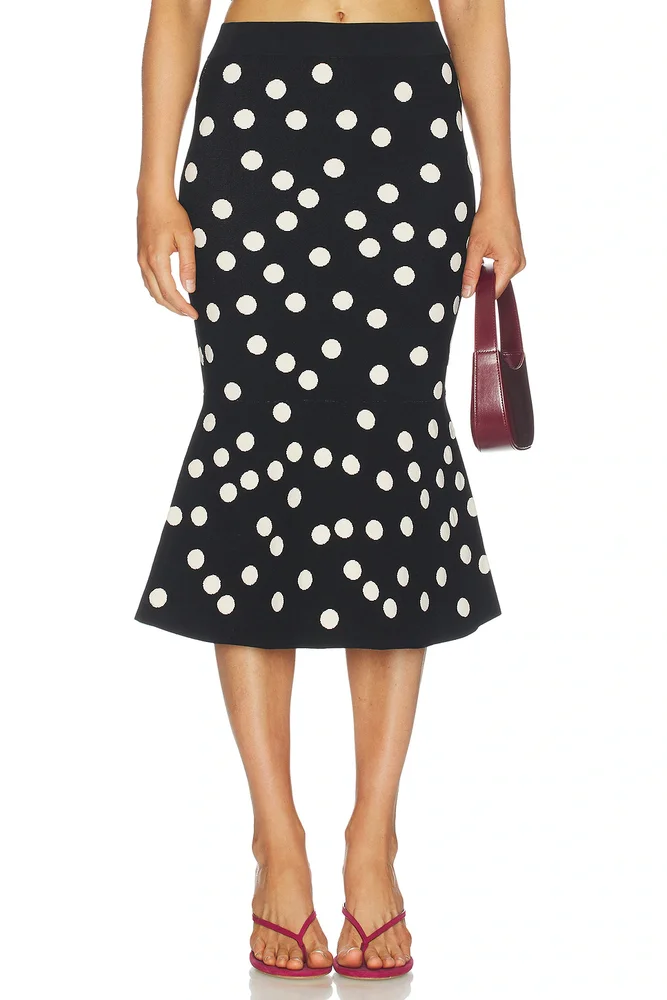 L'Agence Mae Polka Dot Flare Skirt