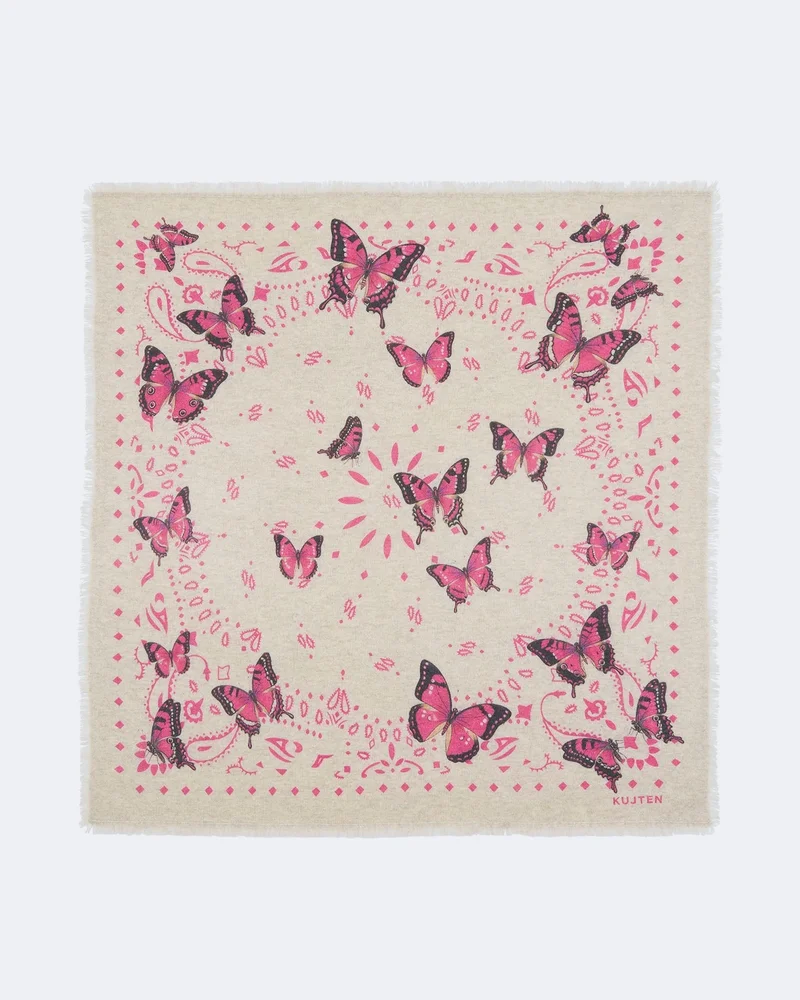 Large Bandana Hachiko Butterfly oats white