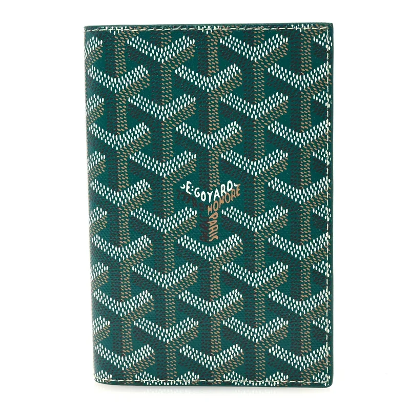 Goyardine Grenelle Passport Wallet, Green
