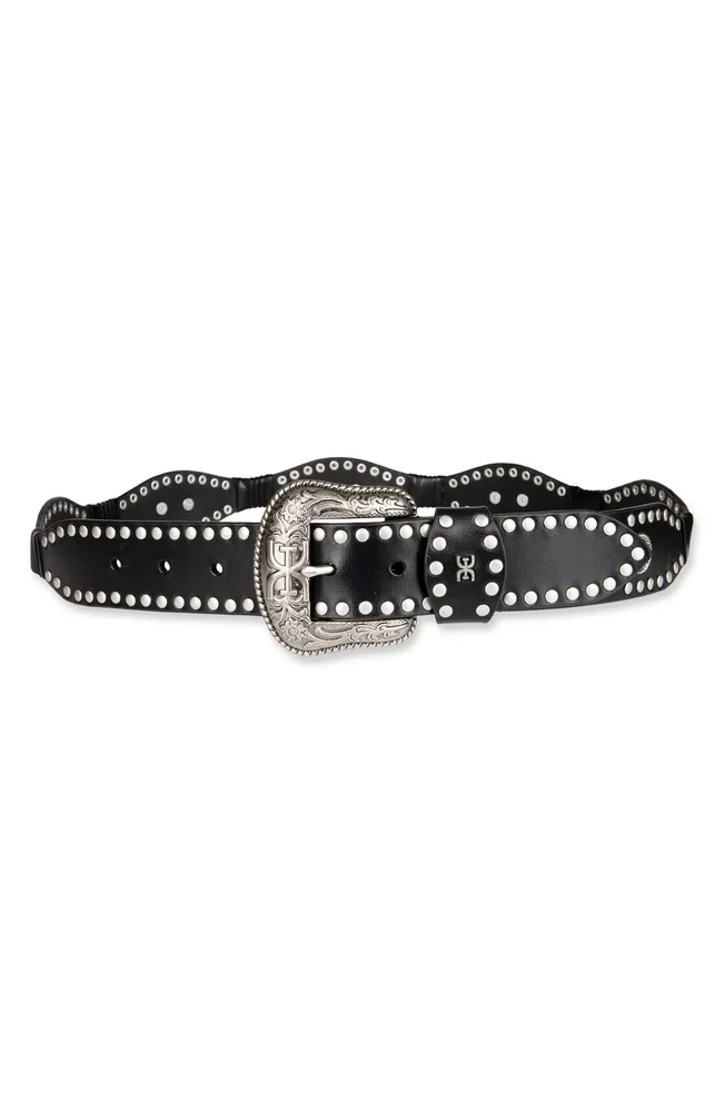 Studded Scallop Leather Belt