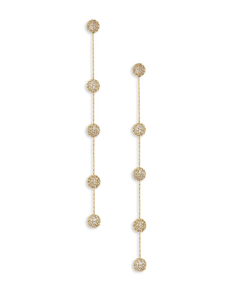 Crystal Ball Drop Pavé Ball Linear Drop Earrings