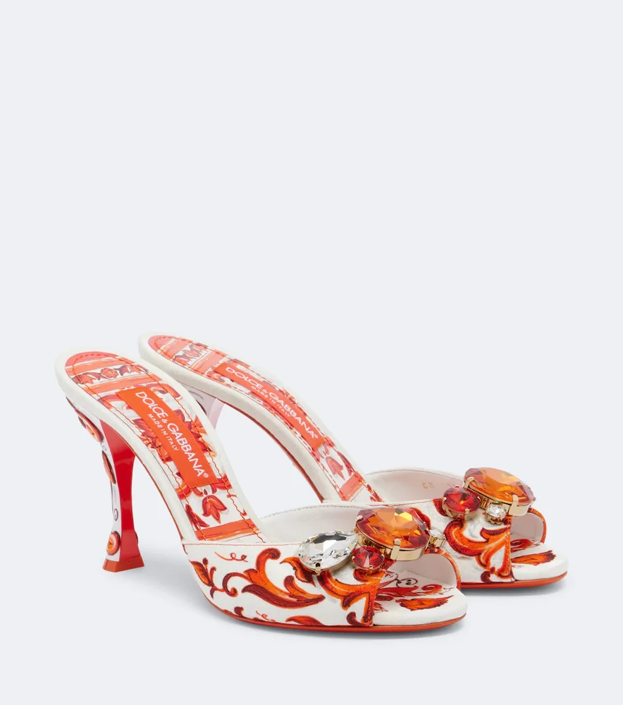 Majolica embellished brocade mules