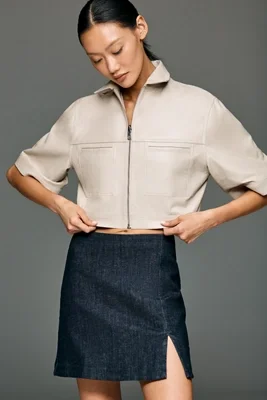 By Anthropologie Side-Slit Denim Mini Skirt