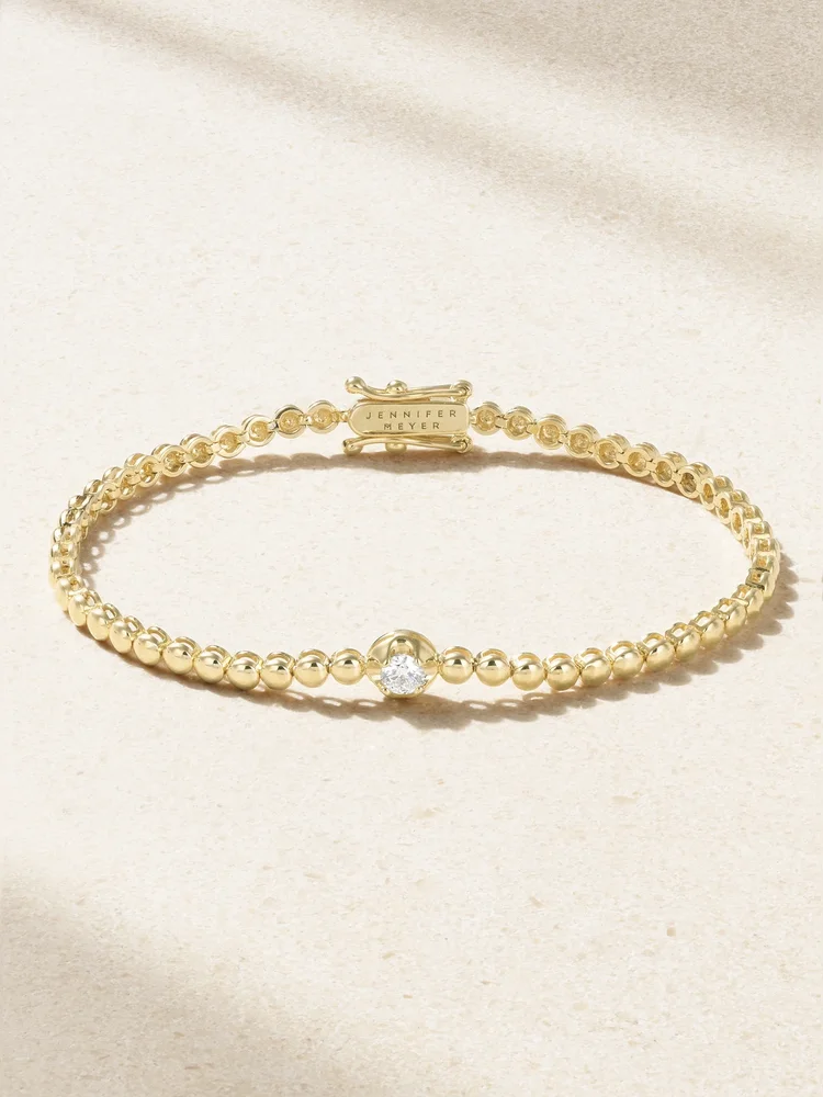 Mini Bezel 18-karat gold diamond tennis bracelet