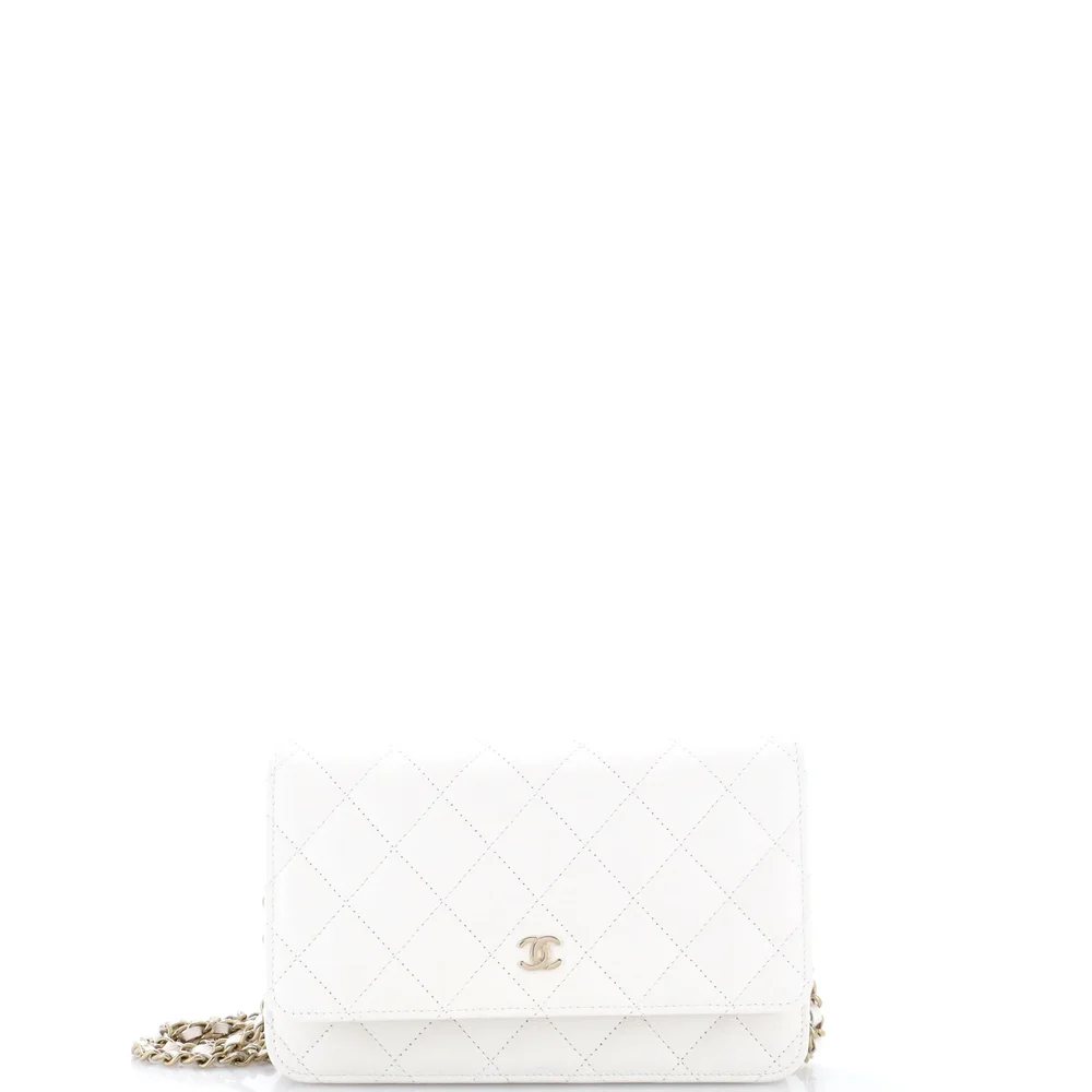 Pre-Owned Wallet on Chain Quilted Caviar