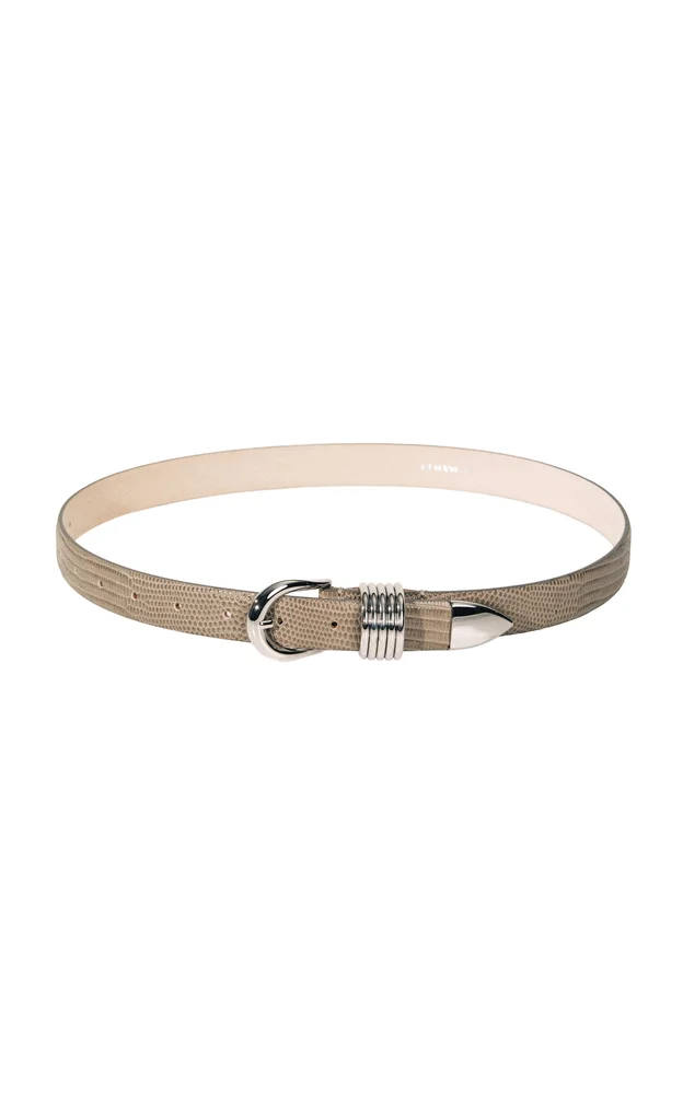 Hollyhock Lizard-Effect Leather Belt